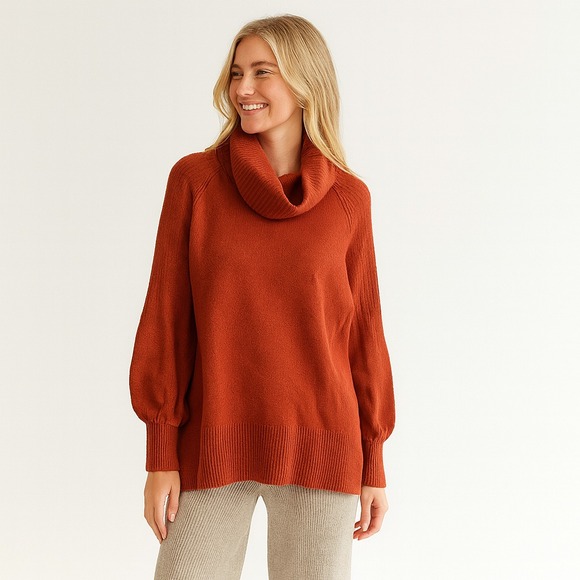 Anthropologie Sweaters - Anthropologie XS Paloma Pumpkin Cowl Neck Sweater Cozy Scandigirl Oversized Warm